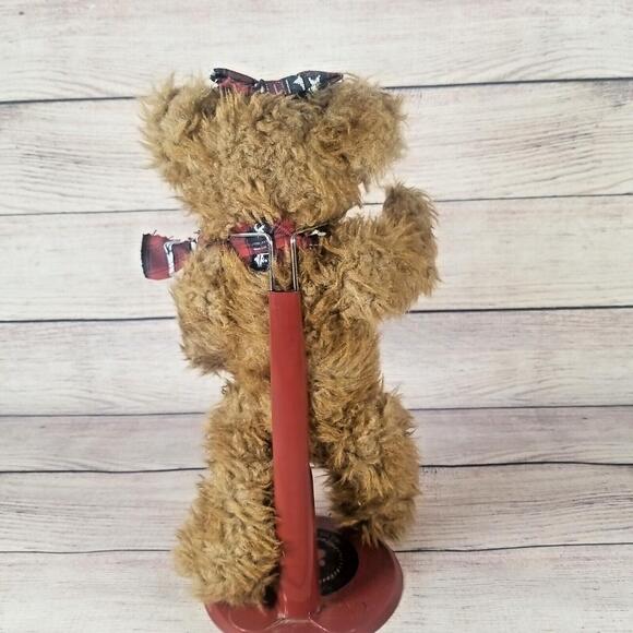 Plush Patriotic Bear 10" Fully Jointed Brown Bear Red Blue White Star Scarf, Bow - Picture 3 of 9